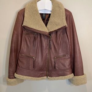 Lambskin Leather and Sherpa Bomber Jacket
